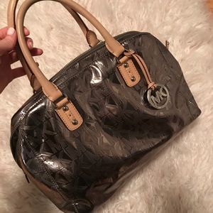 Michael Kors metallic silver satchel